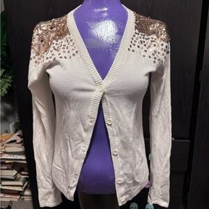 Rue21 Cream Cardigan with Sequin Accents